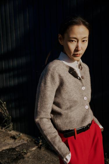 SOFT KNIT CARDIGAN - Metal brown by Zara