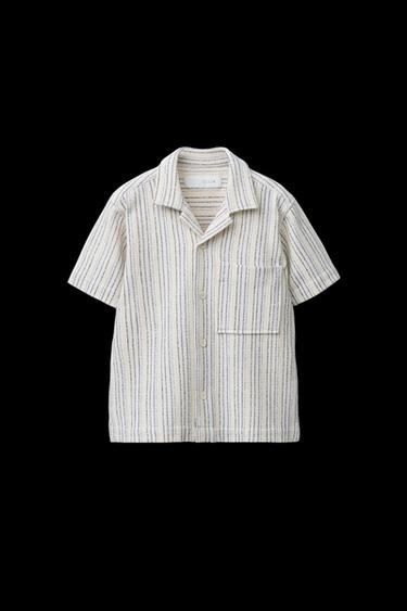 HEMD MIT RÜSTIKALEM STREIFENMUSTER - Beige von Zara