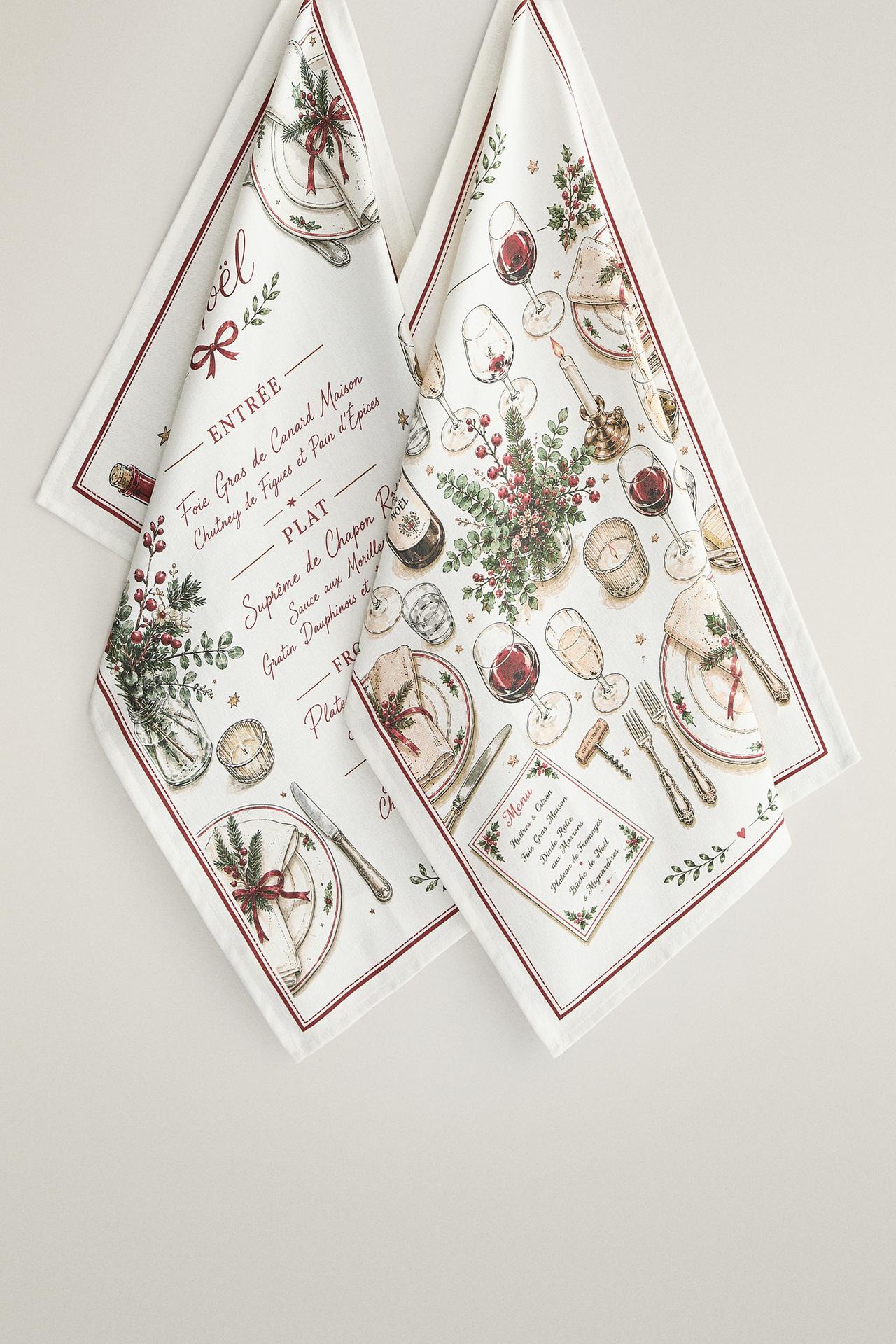 COTTON KITCHEN TOWEL CHRISTMAS MENU (PACK OF 2)