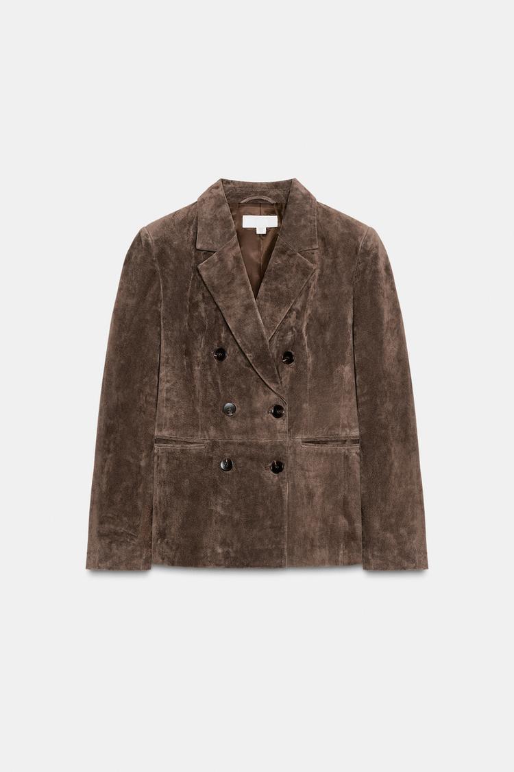 100% LEATHER DOUBLE BREASTED BLAZER