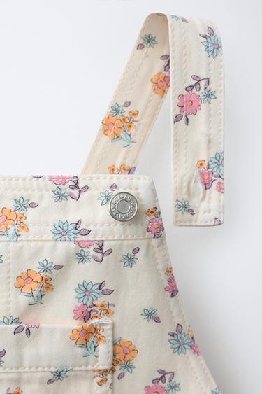 LONG FLORAL DUNGAREES - Ecru by Zara - Image 2