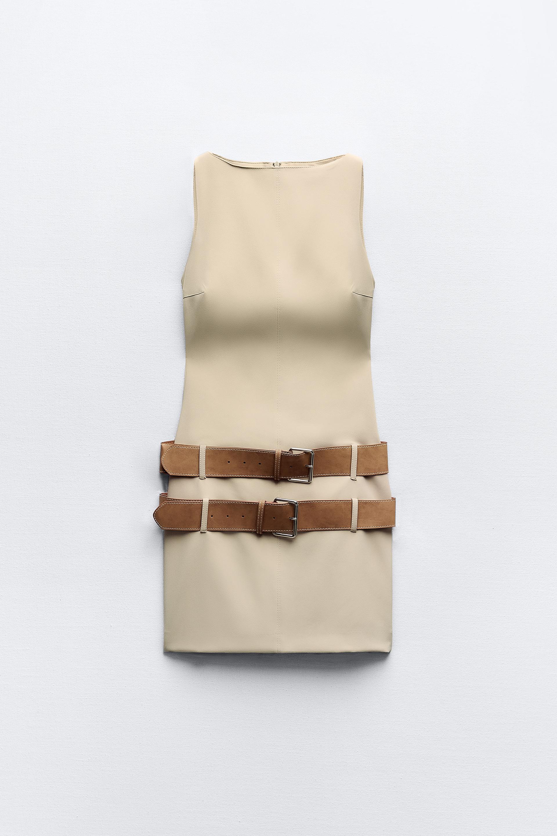 SOFT DRESS WITH PEARLS - Beige marl
