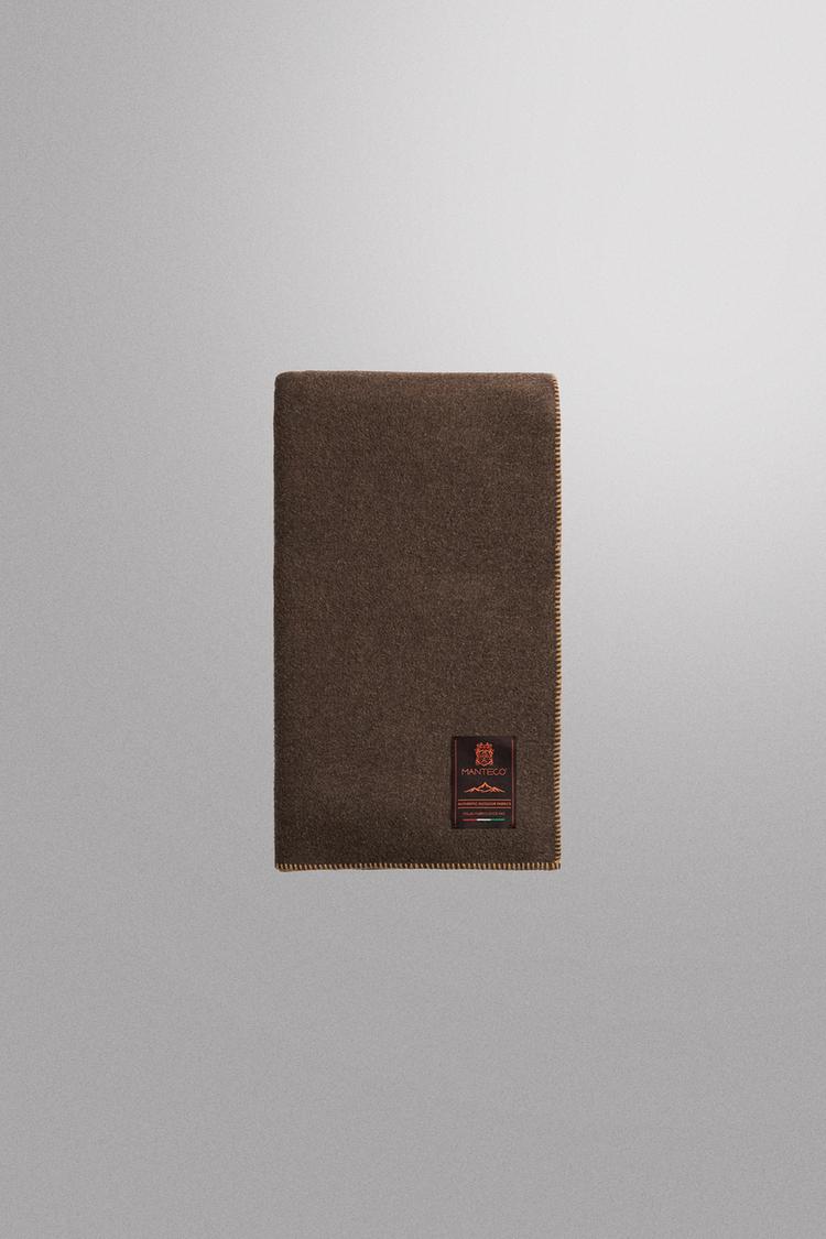 MANTECO® WOOL BLEND FLEECE BLANKET — Brown