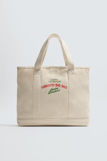 FABRIC TOTE BAG - Ecru White by Zara