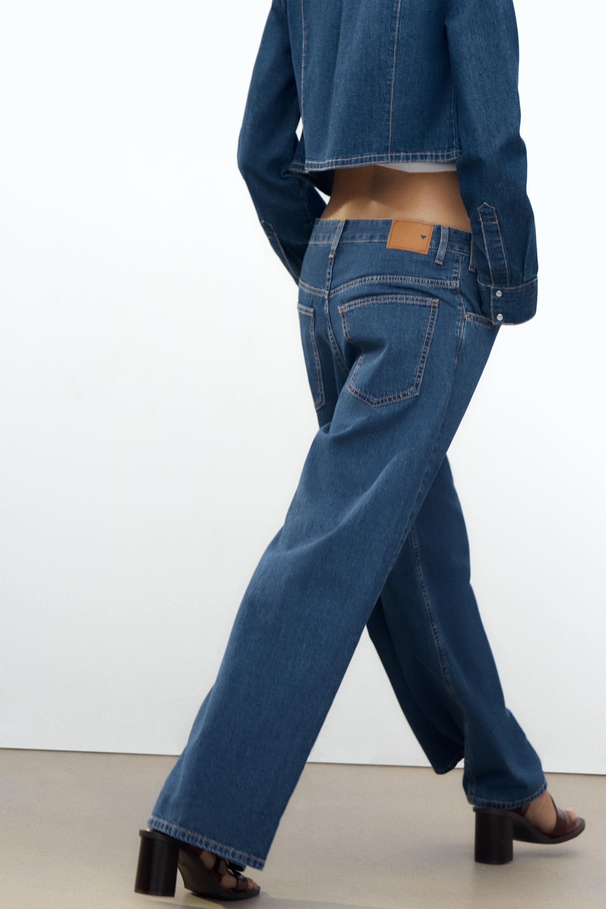 ZARA ハイウエストクロスオーバーサイズジーンズ 6045/040 ハイウエストクロスオーバーサイズジーンズ - ネイビーブルー
