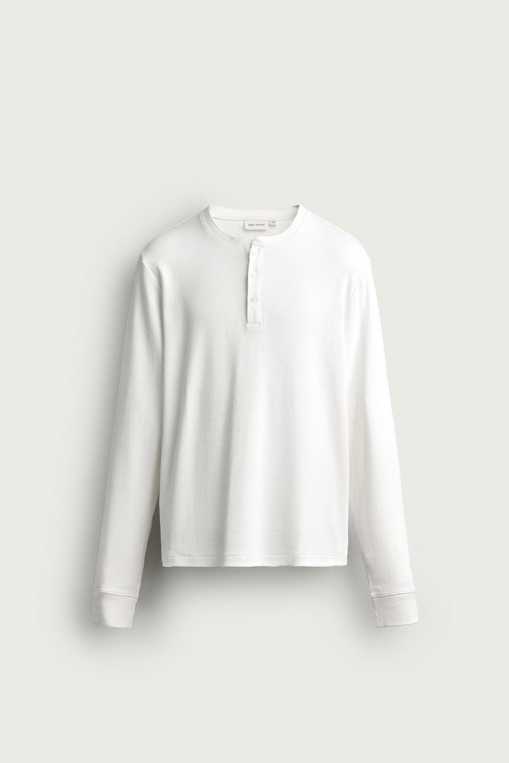COTTON/LINEN HENLEY T-SHIRT
