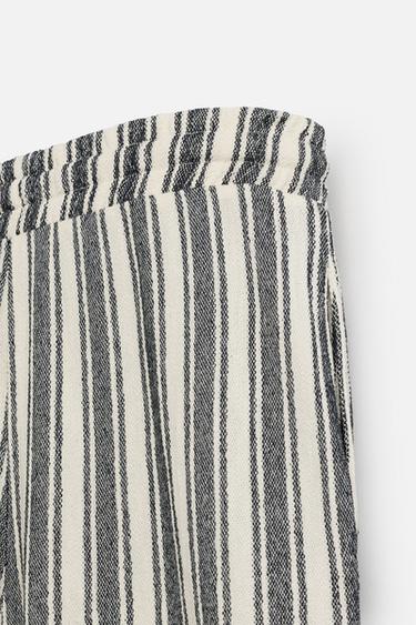 STRIPED JACQUARD TROUSERS - White / Navy by Zara - Image 9