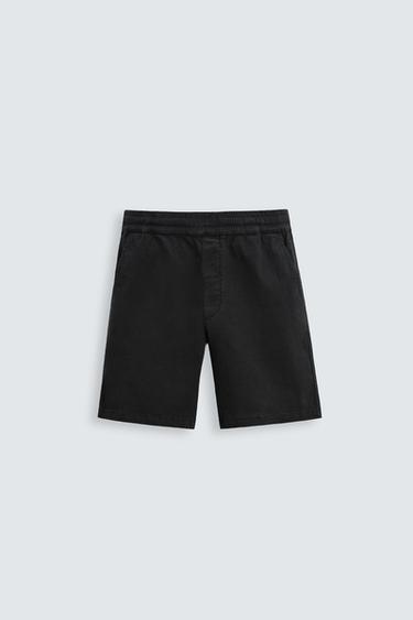 SHORT EN TWILL COUPE DÉCONTRACTÉE - Noir de Zara
