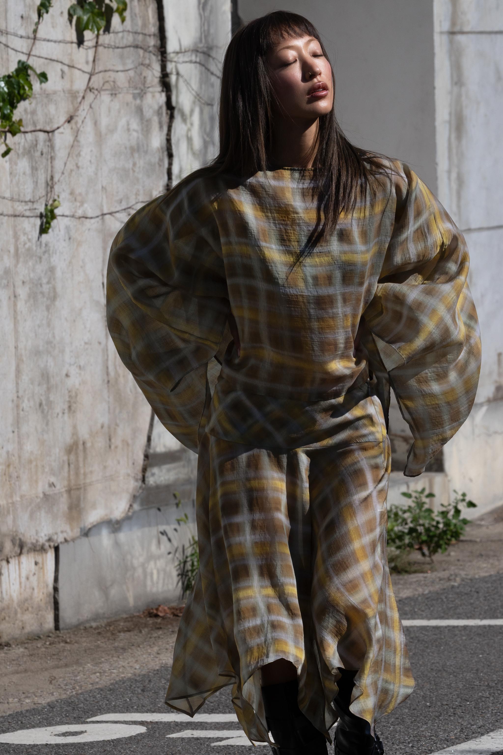 チェック柄スカーフケープ - カーキ | ZARA Japan / 日本