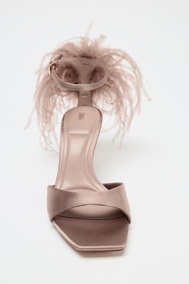 SANDALES À TALONS ET PLUMES FANTAISIE - Beige de Zara - Image 2