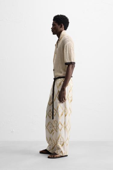 PANTALON RELAXED FIT À IMPRIMÉ GÉOMÉTRIQUE - Multicolore de Zara - Image 3