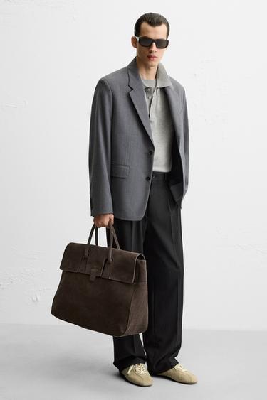LEATHER HANDBAG - Brown by Zara - Image 1