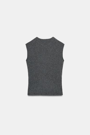 TOP DOUX À BOUCLE - Gris chiné de Zara - Image 5