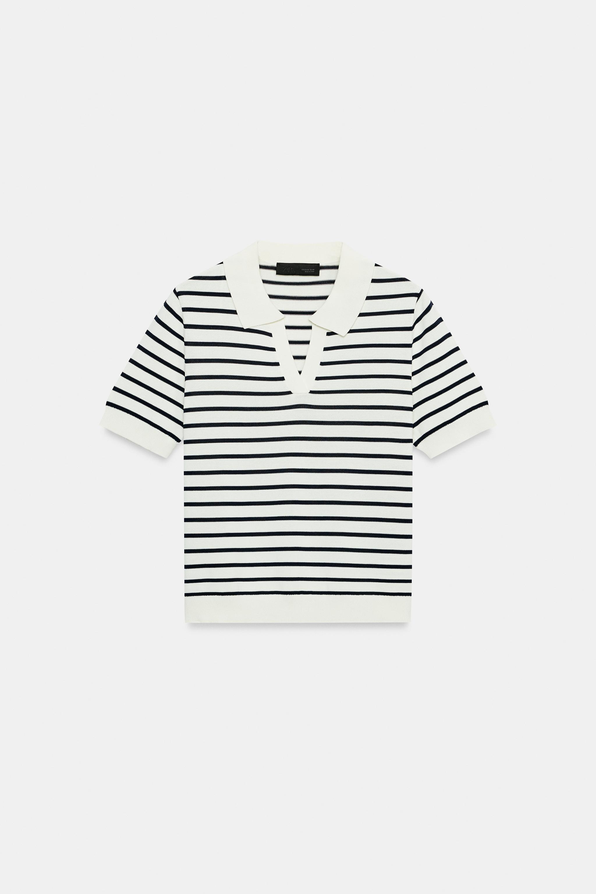 Zara KISA KOLLU ÇİZGİLİ TRİKO POLO görsel 7