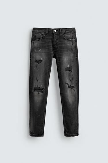 RIPPED SKINNY FIT JEANS - Charcoal by Zara