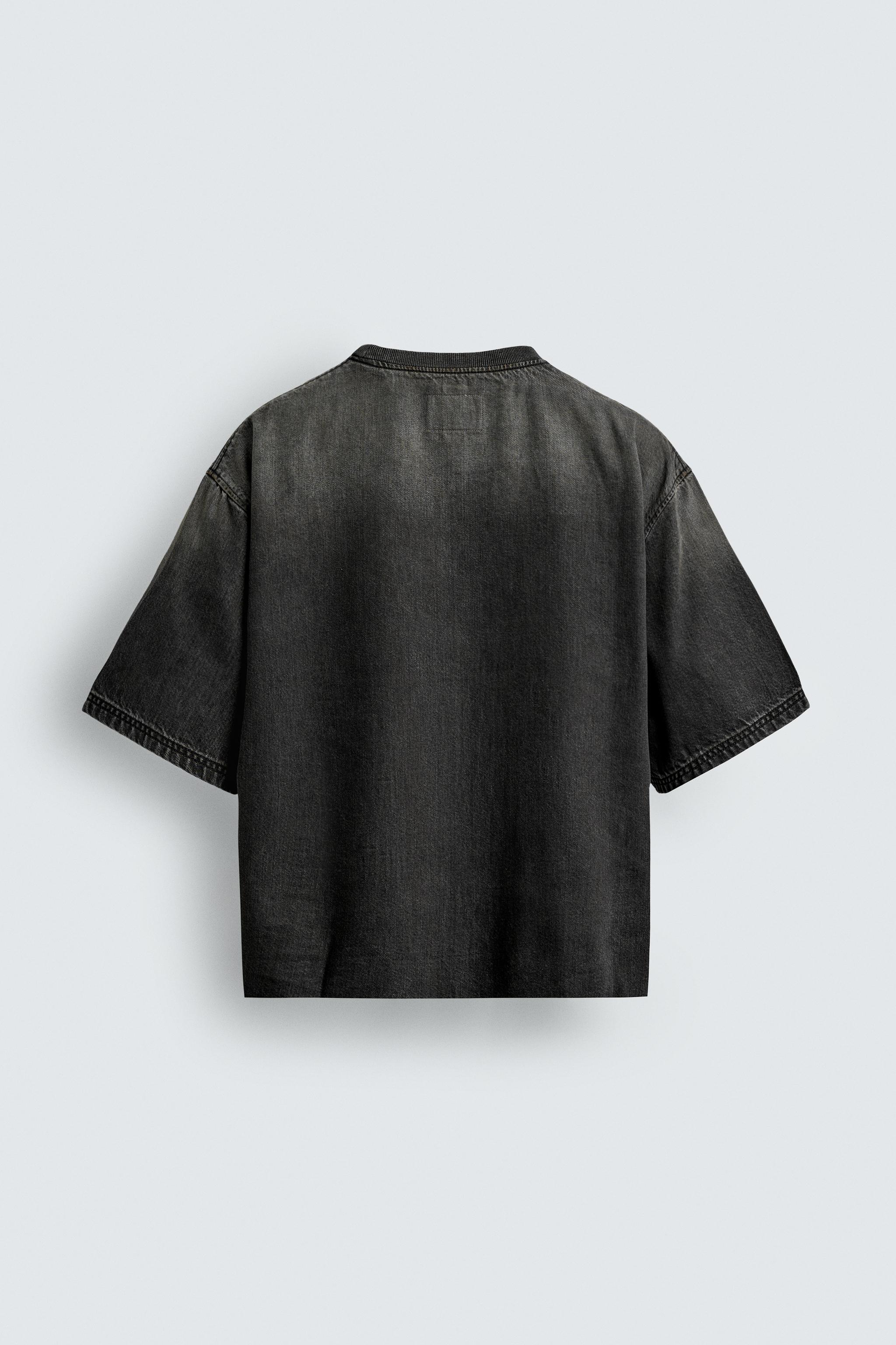WASHED DENIM T-SHIRT - Black | ZARA United States