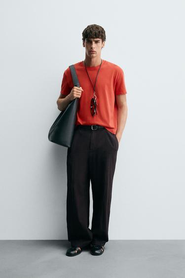 CROPPED FIT T-SHIRT - Red by Zara