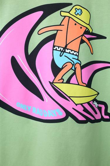 T-SHIRT IMPRIMÉ SURF - Vert de Zara - Image 3