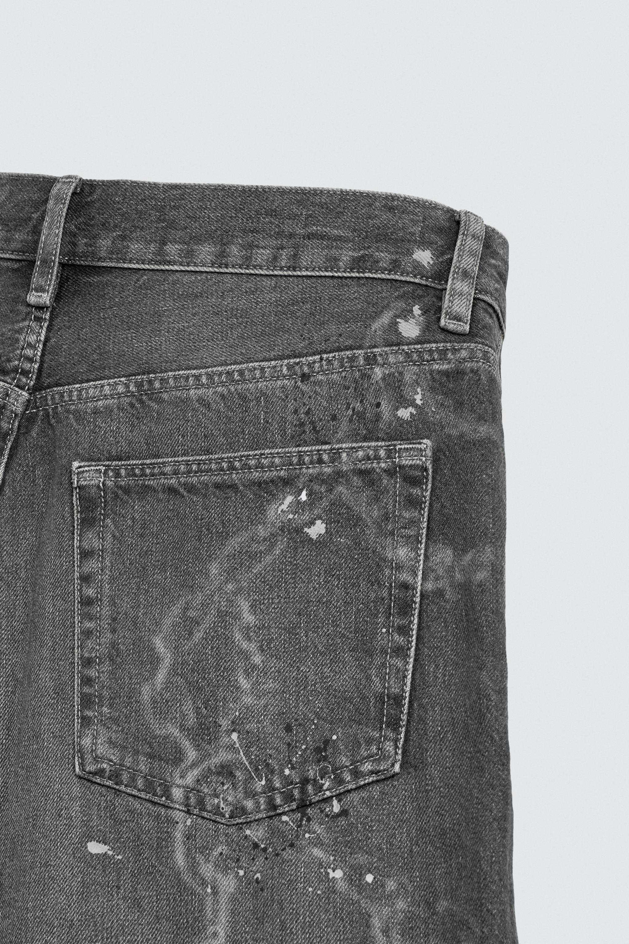CHAIN EFFECT WASHED DENIM SHORTS