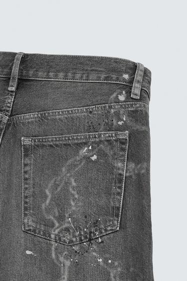 FADED CHAIN-EFFECT DENIM BERMUDA SHORTS - Grey by Zara - Image 9