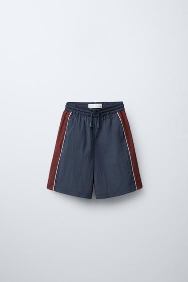 TECHNICAL BERMUDA SHORTS WITH SIDE STRIPES - Burgundy by Zara - Image 0