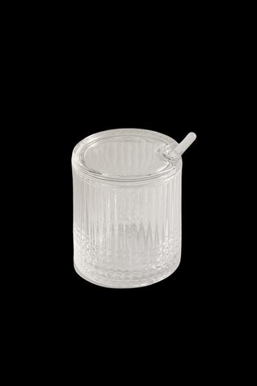 GLASS SUGAR BOWL WITH RAISED GEOMETRIC DESIGN - 990 by Zara