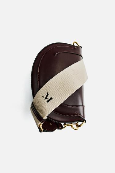 Zara CONTRASTING TOPSTITCHING CROSSBODY BAG - Burgundy Red
