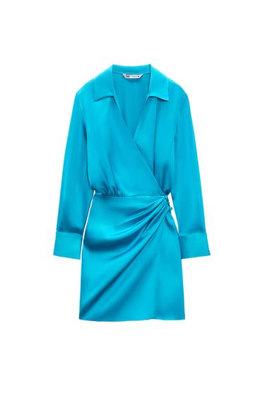 SATIN EFFECT WRAP DRESS