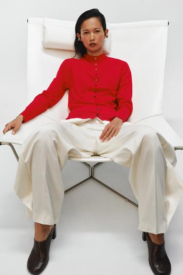 EXTRA-FINE KNIT CARDIGAN - Red by Zara