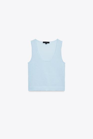 TOP PUNTO LISO - Azul claro de Zara