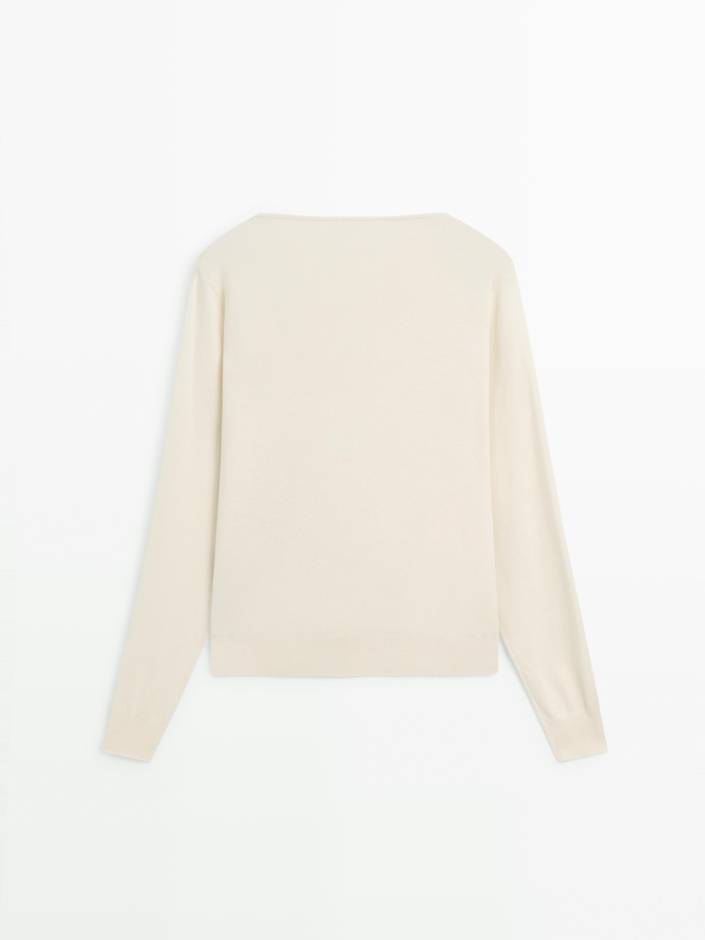 Pull en coton à encolure drapée