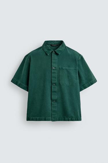 RELAXED FIT DENIM SHIRT - Green by Zara
