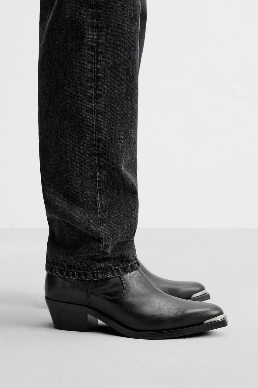 LEATHER COWBOY BOOTS - Black | ZARA United States