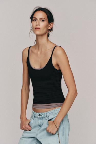 POLYAMIDE CAMISOLE TOP - Black by Zara