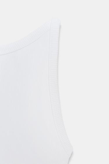 TOP HALTER CÔTELÉ - Blanc de Zara - Image 3