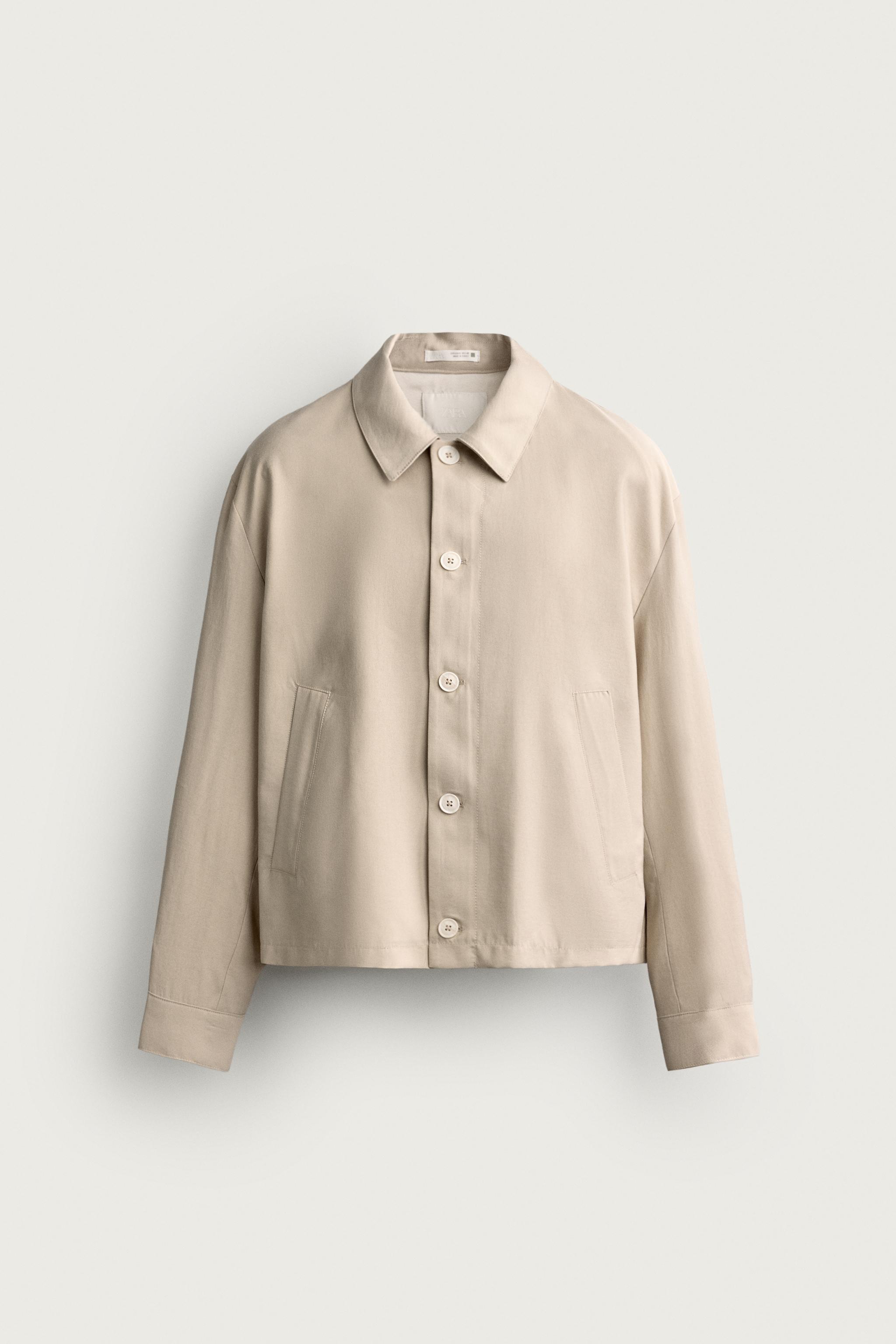 FLUID BOXY-FIT OVERSHIRT — Beige