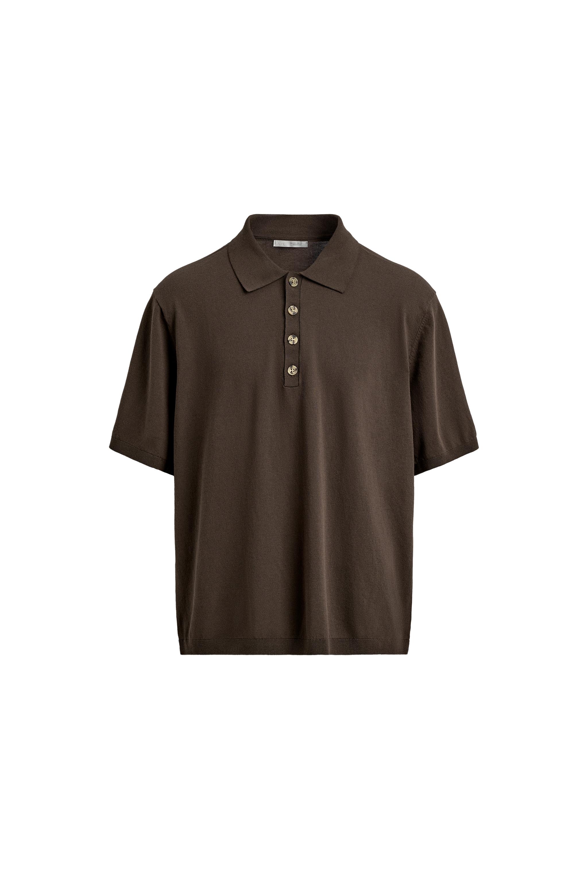 RELAXED FIT KNIT POLO - Brown | ZARA Canada