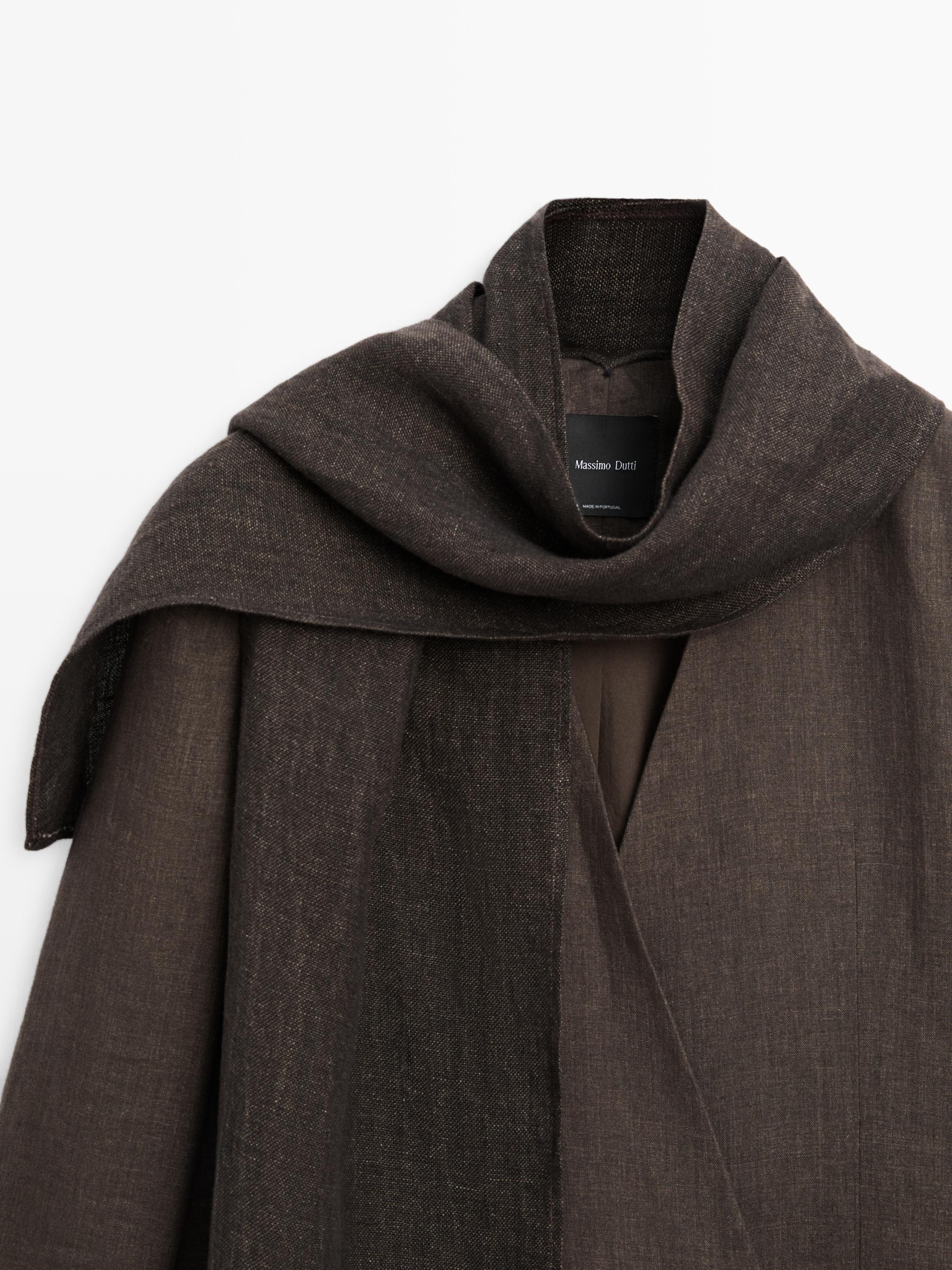 100% linen melange scarf blazer