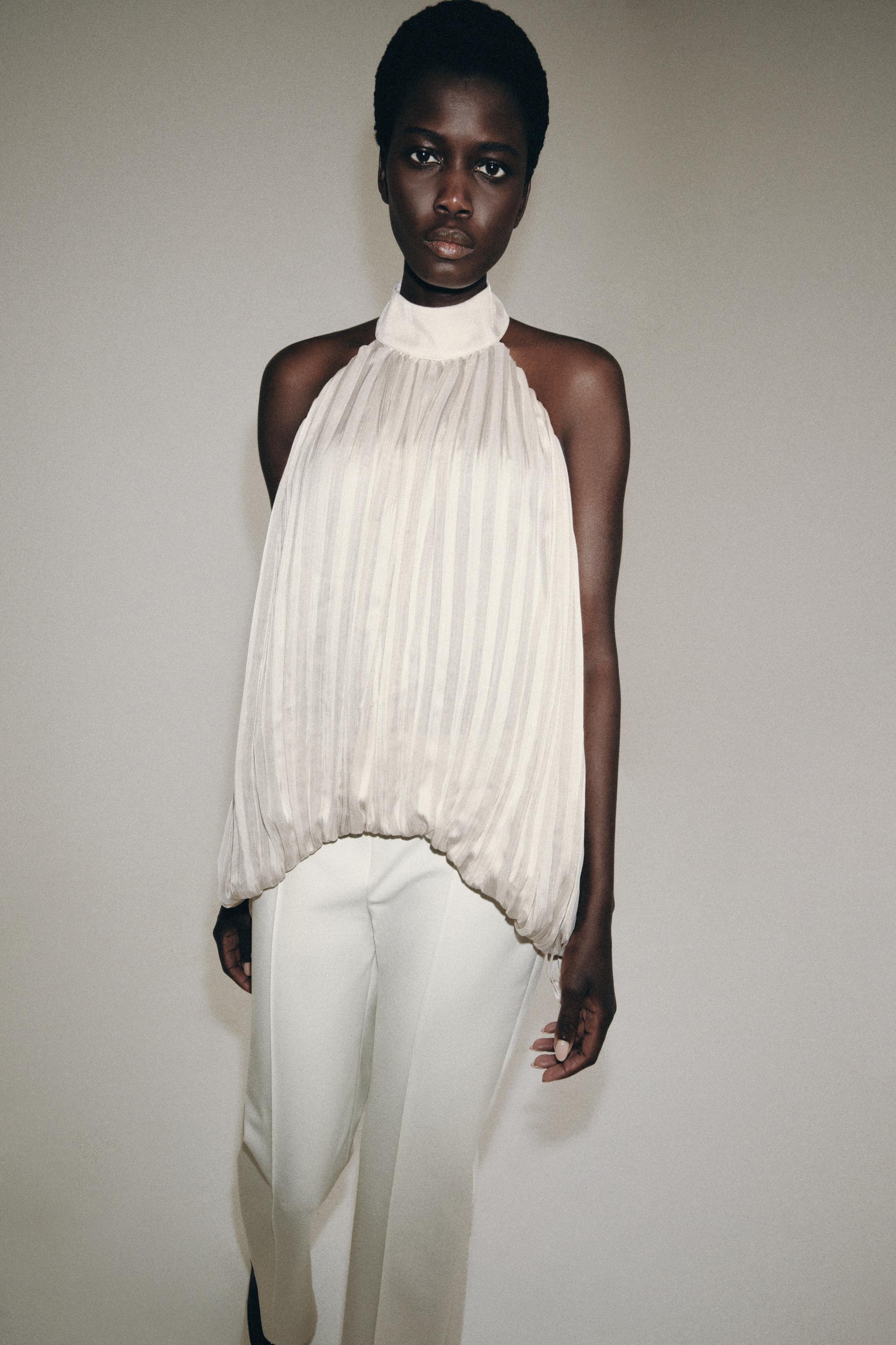 ZW COLLECTION PİLİLİ HALTER YAKA TOP - Görsel 2