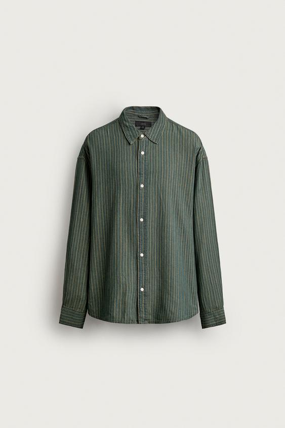 CHEMISE RELAXED FIT RAYURES - Vert / Bleu de Zara - Image 5