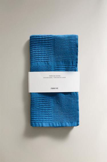 TORCHON DE CUISINE COTON WAFFLE - Bleu de Zara - Image 4