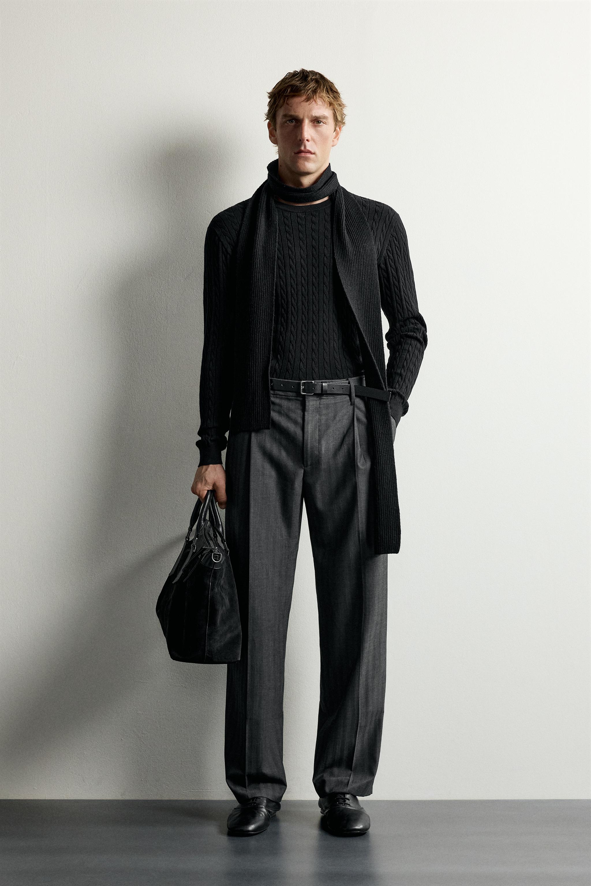 100%コットン ケーブルニットセーター - ブラック | ZARA Japan / 日本