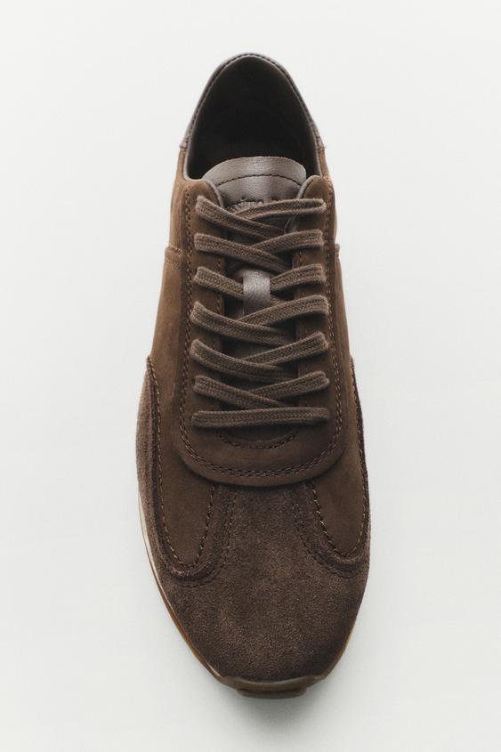 Zara Milled nappa leather sneaker - Brown - Image 0