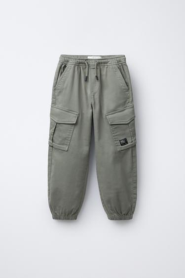 Zaras JOGGINGBYXA CARGO MED ETIKETT - Ljus khaki