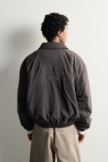 Quilted Washed Embroidered Jacket — Dark burgundy 2