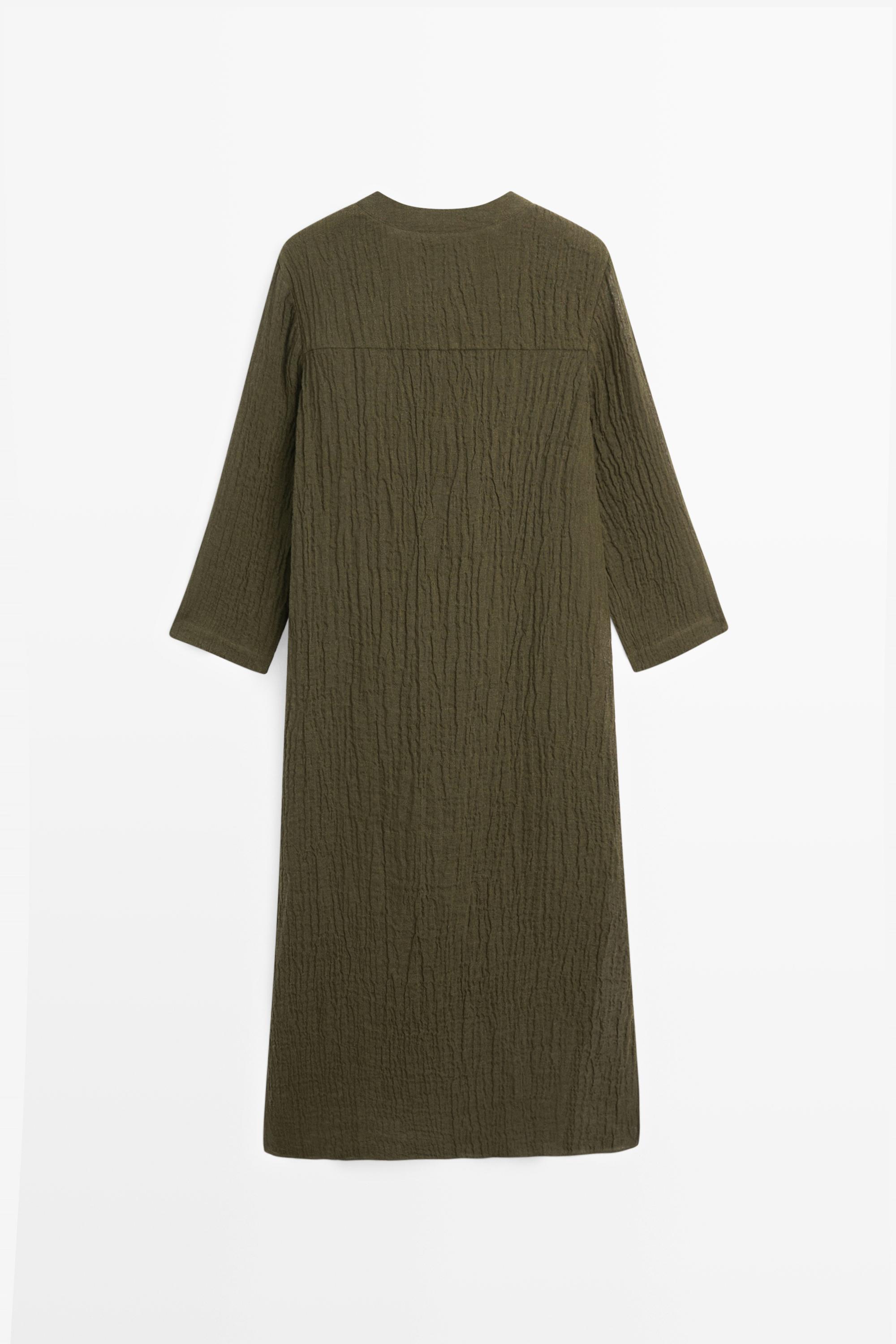 Robe chemise gaufrée en mélange de lin
