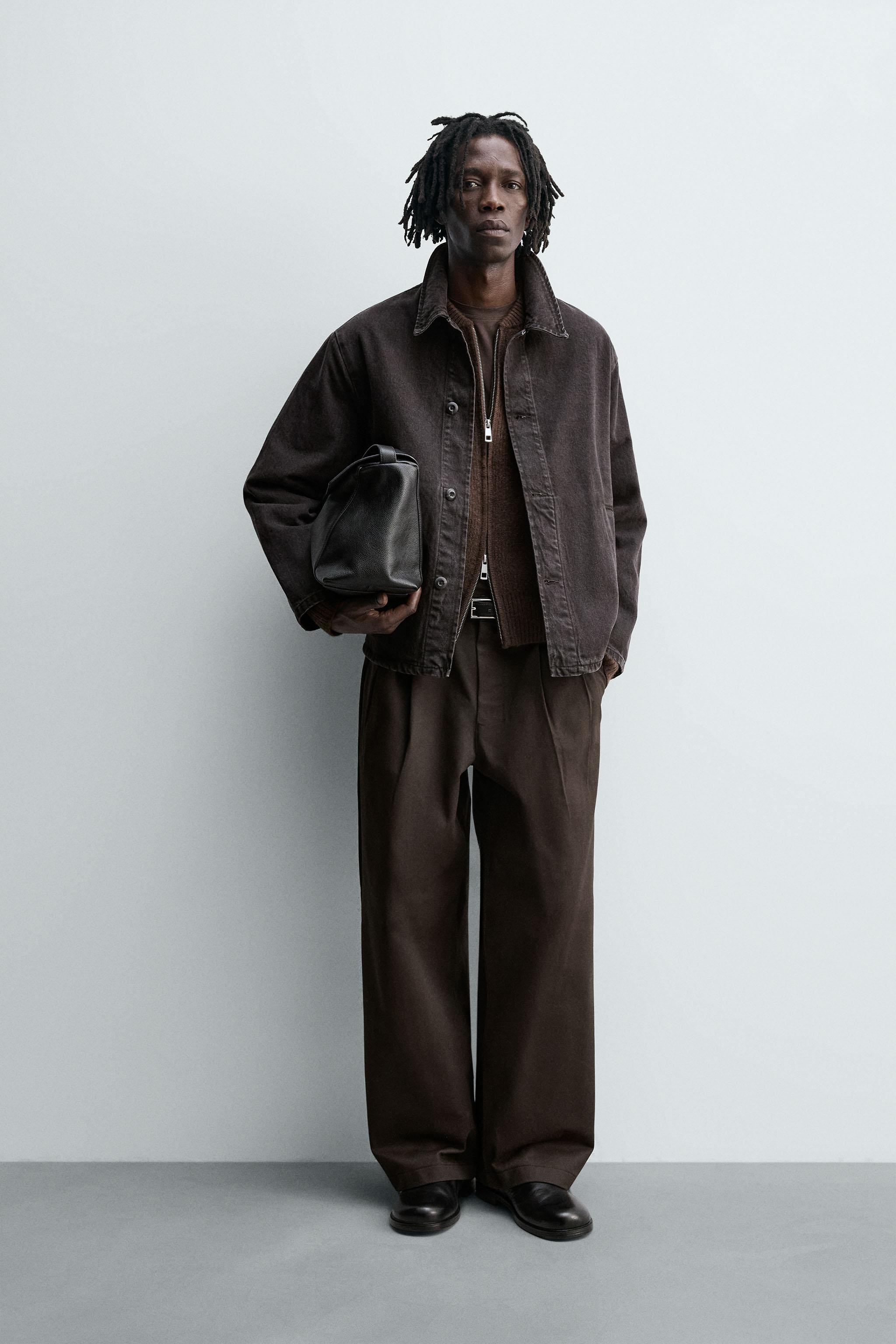 JEANSOWA KURTKA KOSZULOWA BOXY FIT - Czekoladowy | ZARA Polska