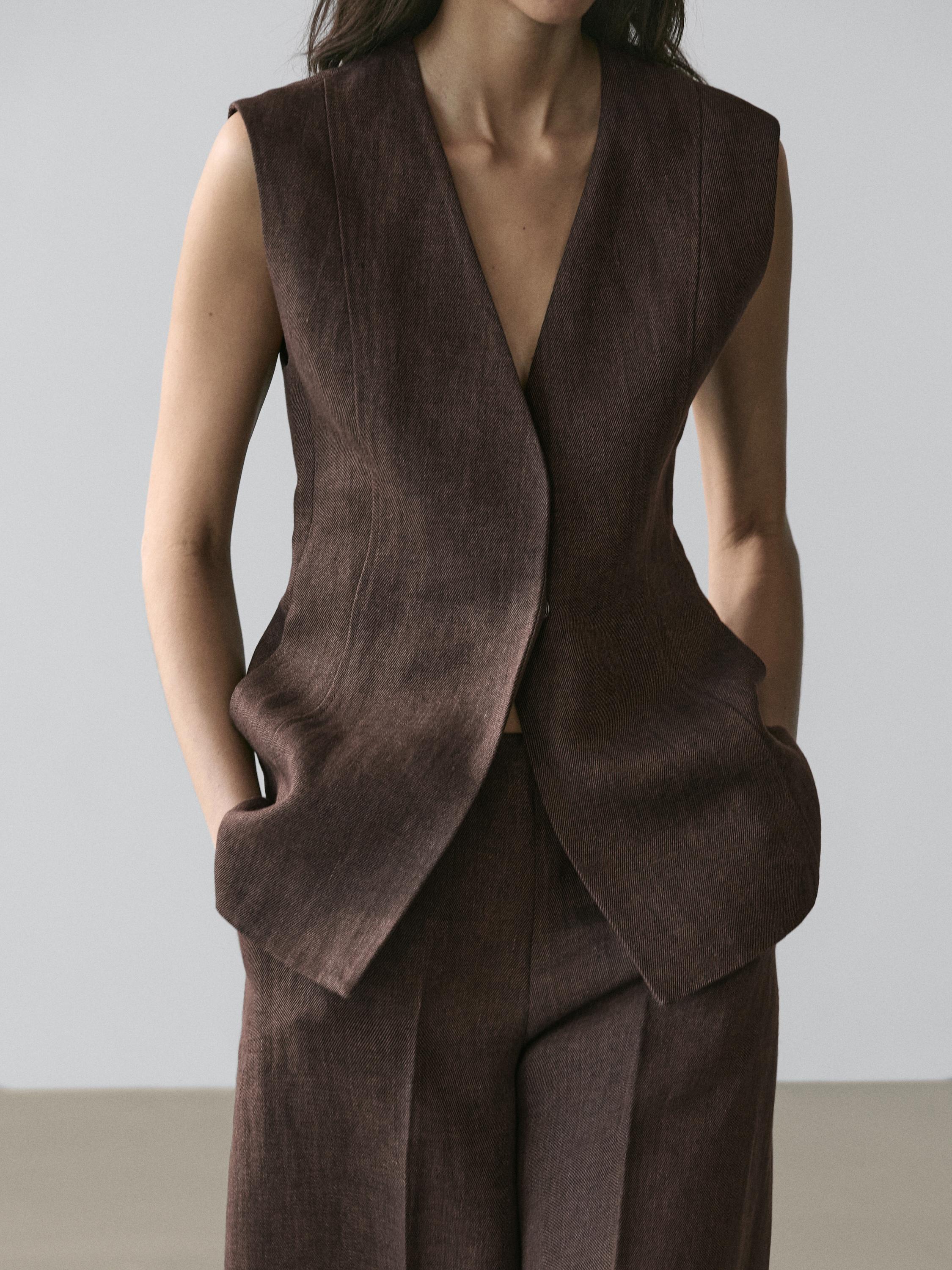 Gilet de costume en lin