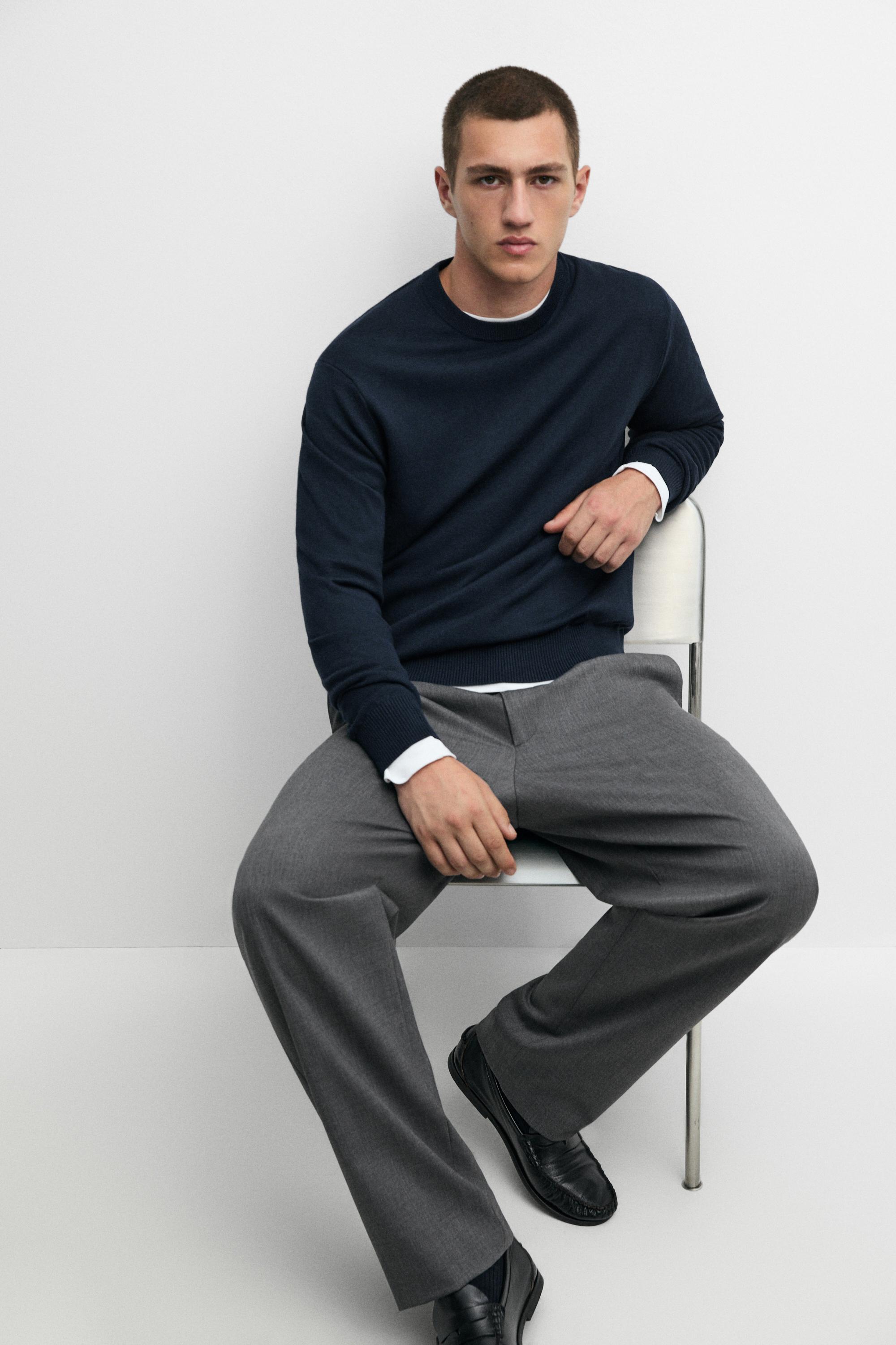 Cotton blend knit sweater
