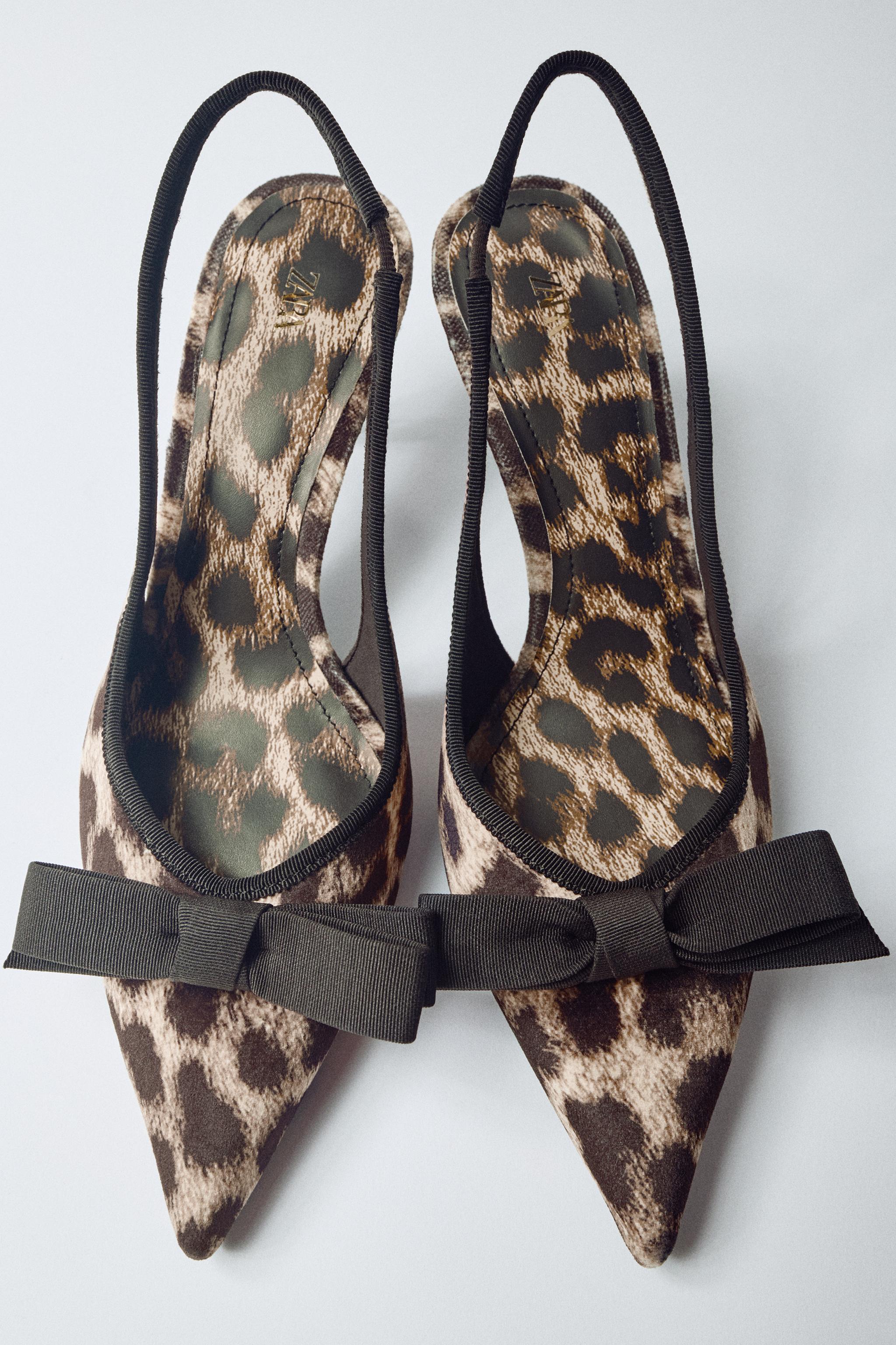 BOW ANIMAL PRINT HIGH-HEEL SHOES